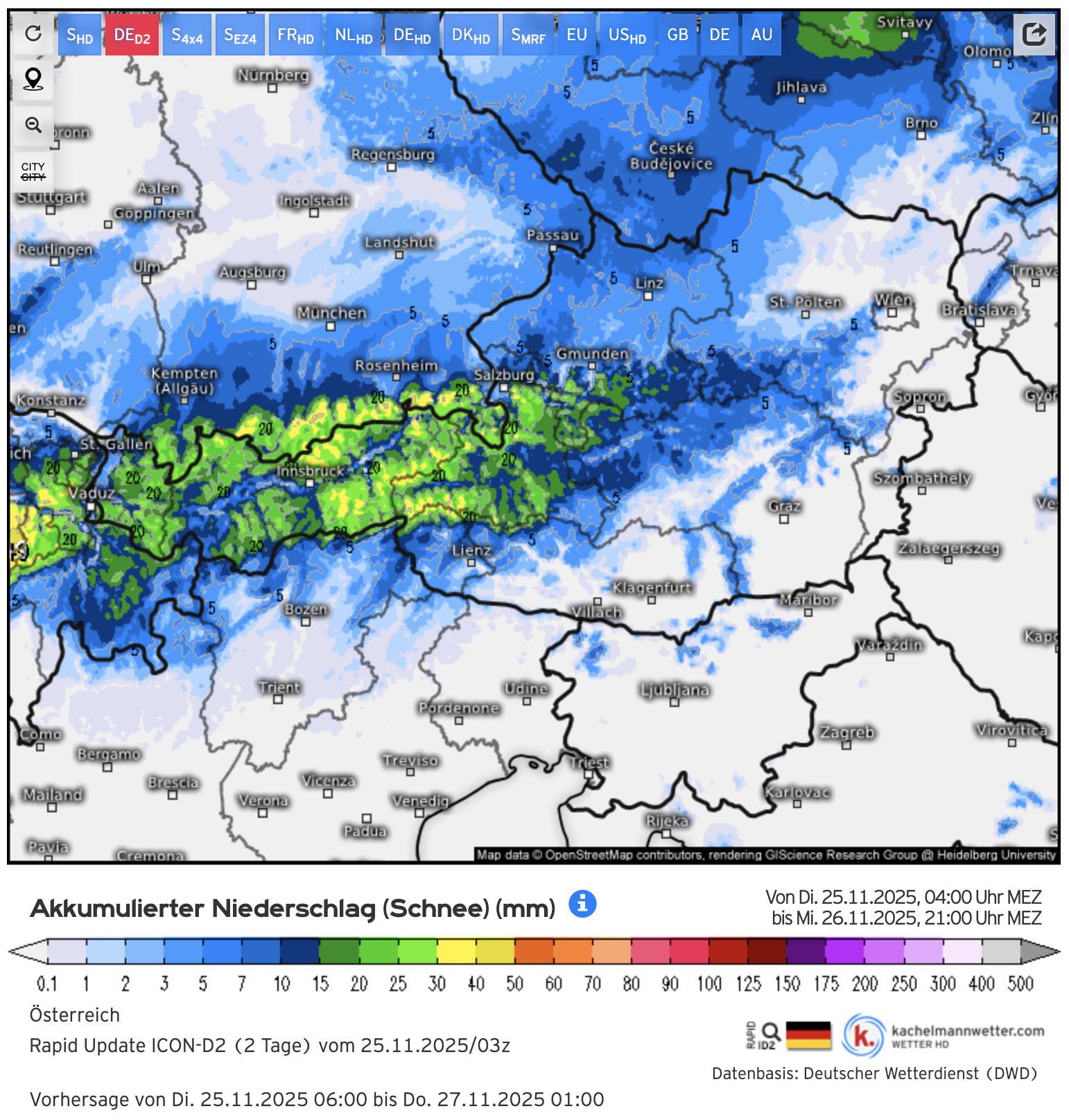 Österreich Schneeprognose