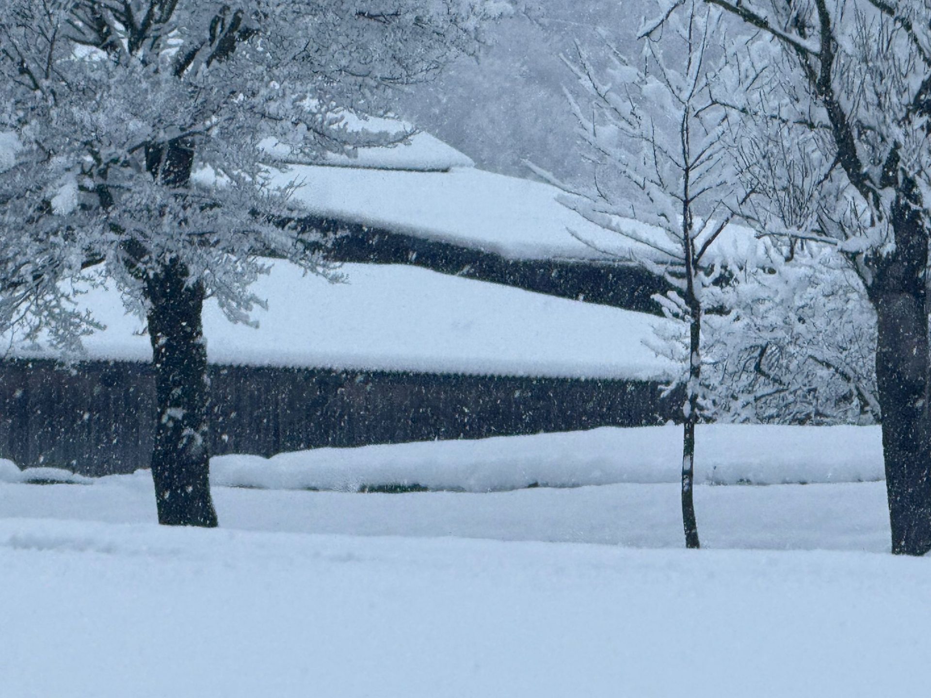 Heiligkreuz: Häuser mit Schnee.