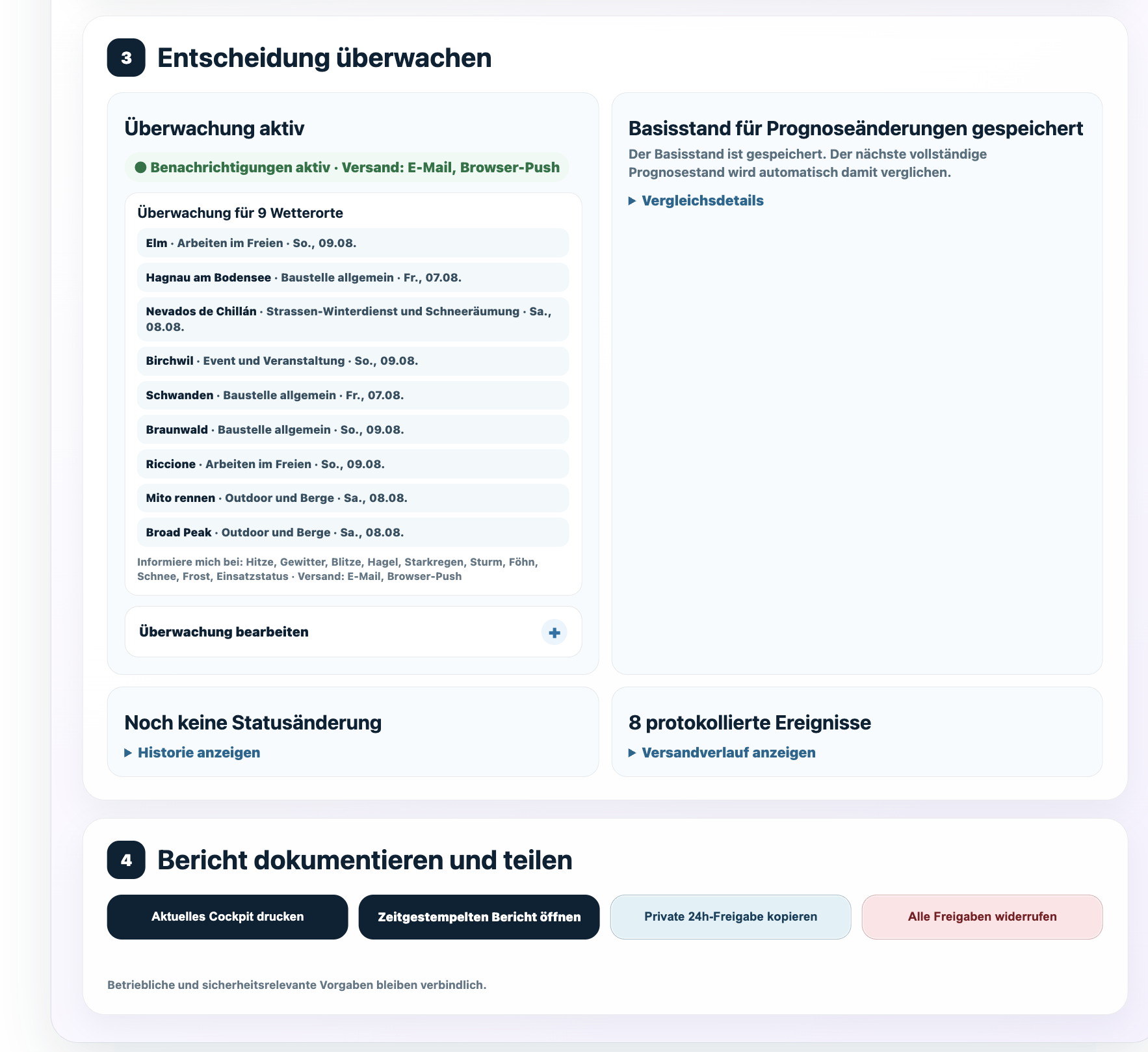 Alpha Weather Überwachung mehrerer Wetterorte und Entscheidungen