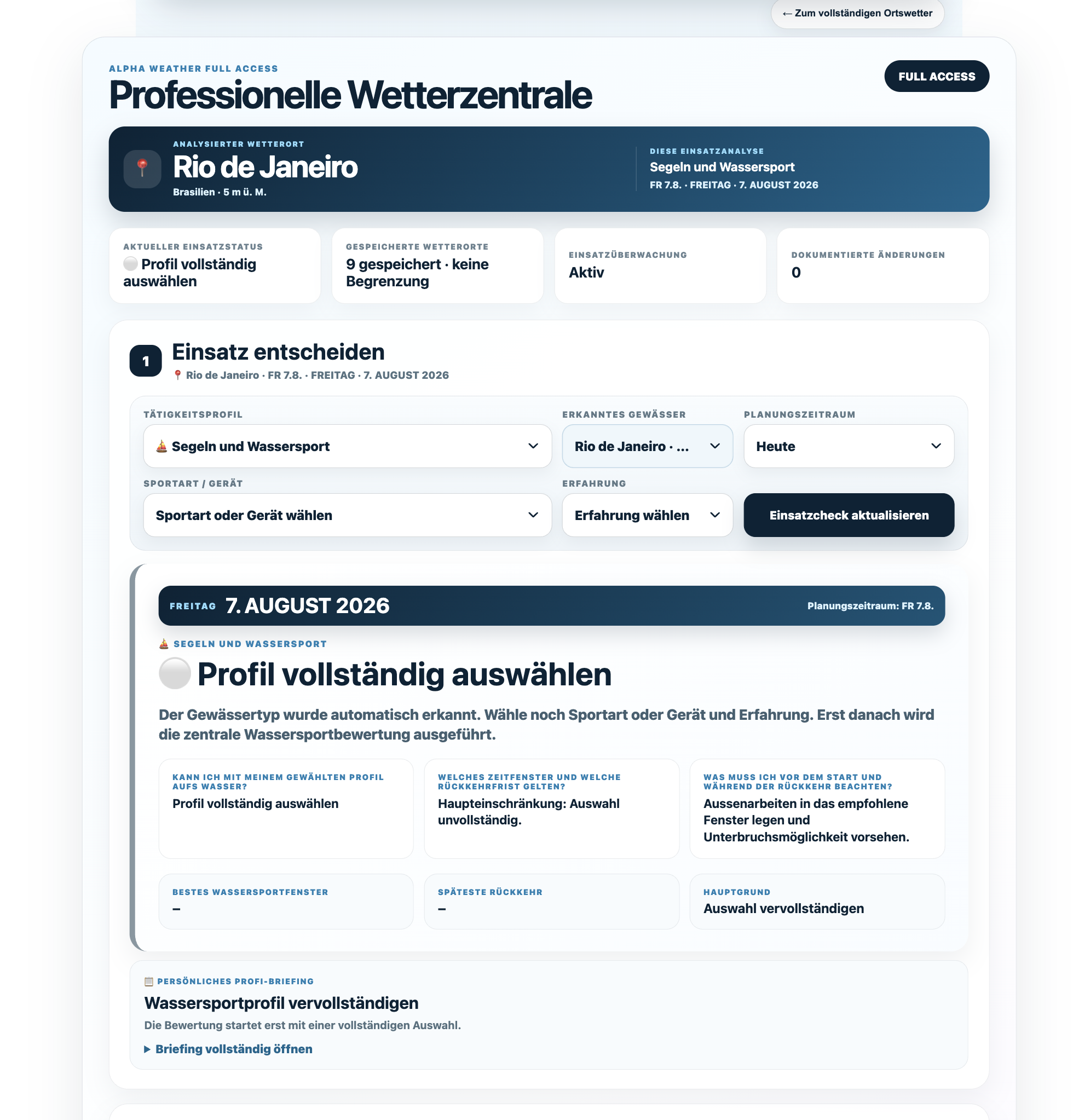 Alpha Weather Professionelle Wetterzentrale Rio de Janeiro